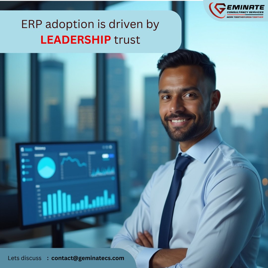 ERP adoption follows leadership behavior.

When leaders trust the data, teams align faster and usage improves naturally.

Trust drives adoption.

#ERP #Odoo #Leadership #GeminateCS
