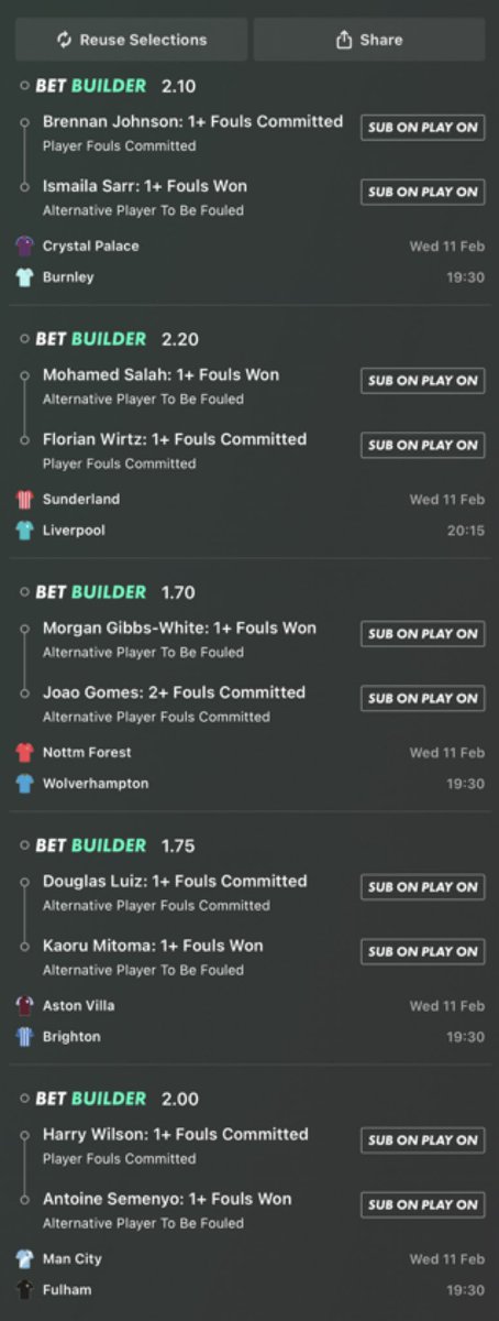PlayerFouls's tweet photo. 27/1 Premier league long shot for tonight 🎯 https://t.co/cA76Y526It