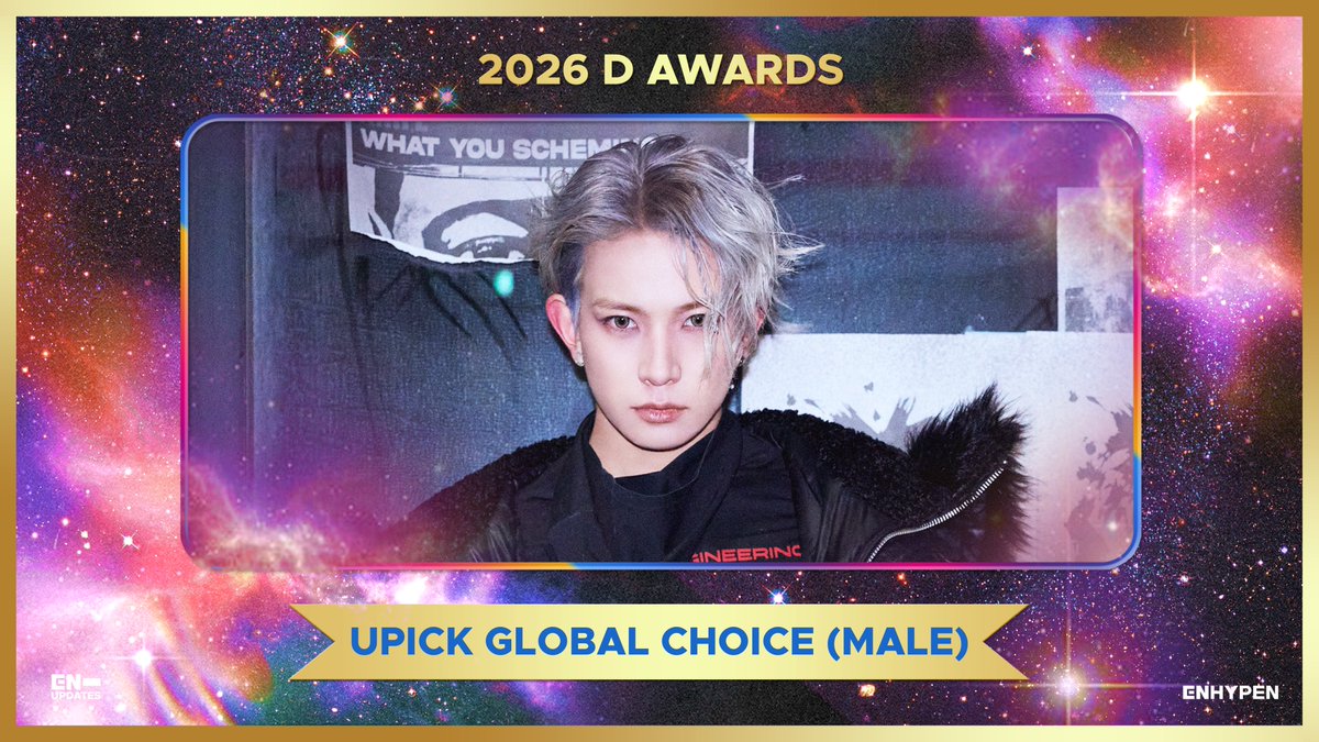 Heeseung won ‘UPICK Global Choice (Male)’ at the 2026 D AWARDS! 🏆 Congratulations! 👏

HEESEUNG GLOBAL CHOICE WINNER
#1BillionLoveForHEESEUNG
#ENHYPEN_HEESEUNG #엔하이픈_희승
<a href="/ENHYPEN/">ENHYPEN OFFICIAL</a> <a href="/ENHYPEN_members/">ENHYPEN</a>