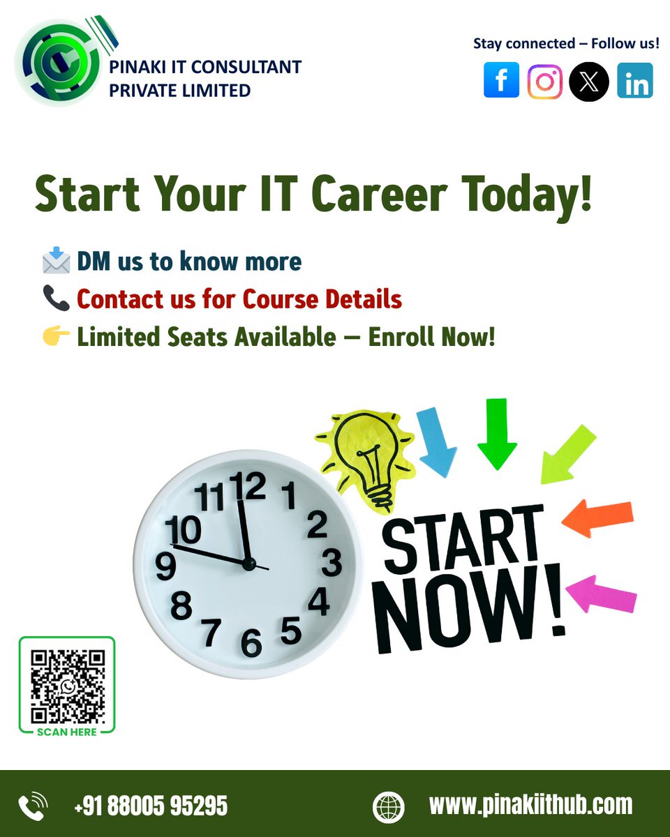 Pinakiithub's tweet photo. Build a strong future in the IT industry with the right combination of technical skills, practical experience, and career guidance. 

🌐 https://t.co/NBtHX0jQyG
📞 +91 88005 95295

#TechCareer #JobReadySkills #ProgrammingTraining

[IT training institute, job ready IT skills] https://t.co/9gXETXkjo1