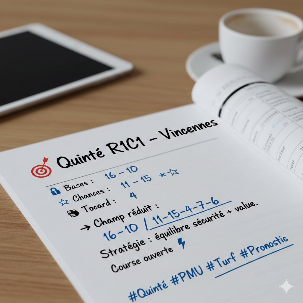 🎯 Quinté R1C1 – Vincennes

🔒 Bases : 16 – 10
⭐ Chances : 11 – 15
💣 Tocard : 4

👉 Champ réduit : 16-10 / 11-15-4-7-6

Stratégie : équilibre sécurité + value. Course ouverte ⚡

#Quinte #PMU #Turf #TeamParieur
