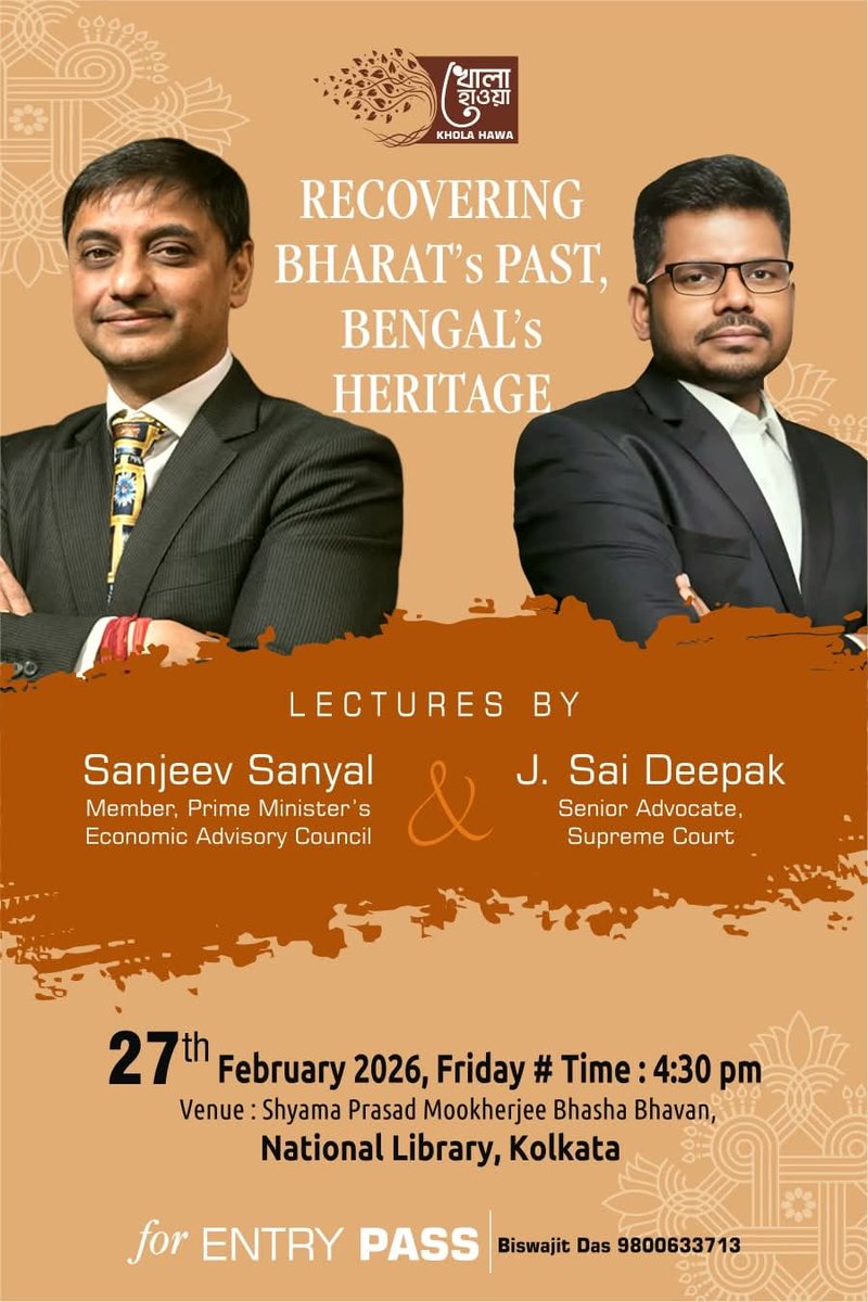 February 27th. Kolkata. Look forward to this event with Shri <a href="/sanjeevsanyal/">Sanjeev Sanyal</a>.