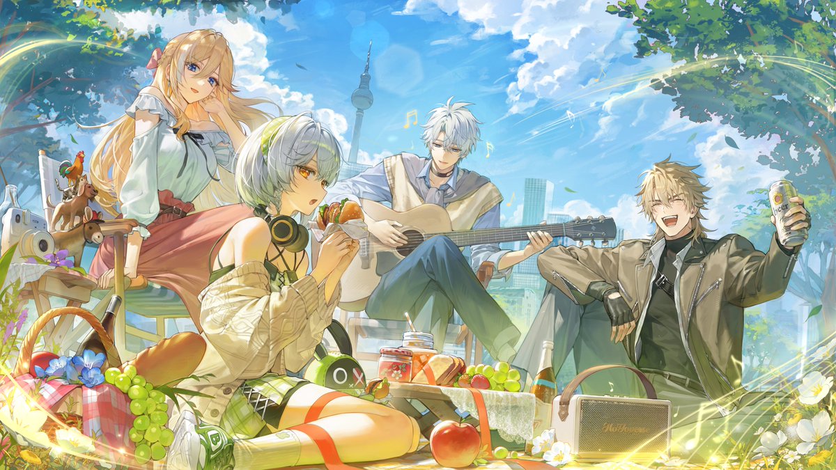 A chill acoustic session! 🎸

Had so much fun drawing Phainon, Durandal, Varka, and Anby enjoying a picnic. Hope you like the vibes!

Join #HoYoFairConcert on Feb. 27th in Berlin.