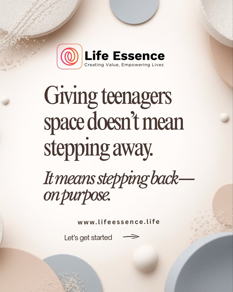 LifeEssence05's tweet photo. Giving teenagers space isn’t stepping away.
It’s stepping back—on purpose.
Space is not absence.
It is intentional trust.
.
.
.
https://t.co/vGAkrLnRxR
.
.
.
+91 88821 93102
+91 93105 63573
.
.
.
#ParentingTeens
#AdolescentDevelopment
#IntentionalParenting https://t.co/tkiqimT93g