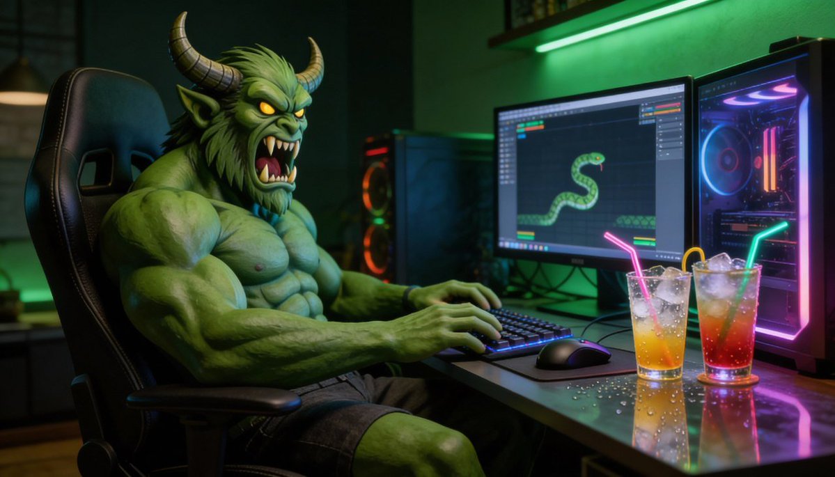 $AGUSTO at his PC,  drinks on the side, game running Some people call this chilling. 🧠
We call it building… the fun way
Pull up and enjoy the session 😅
 Agusto.org 

#Agusto #Meme #Love #Monster