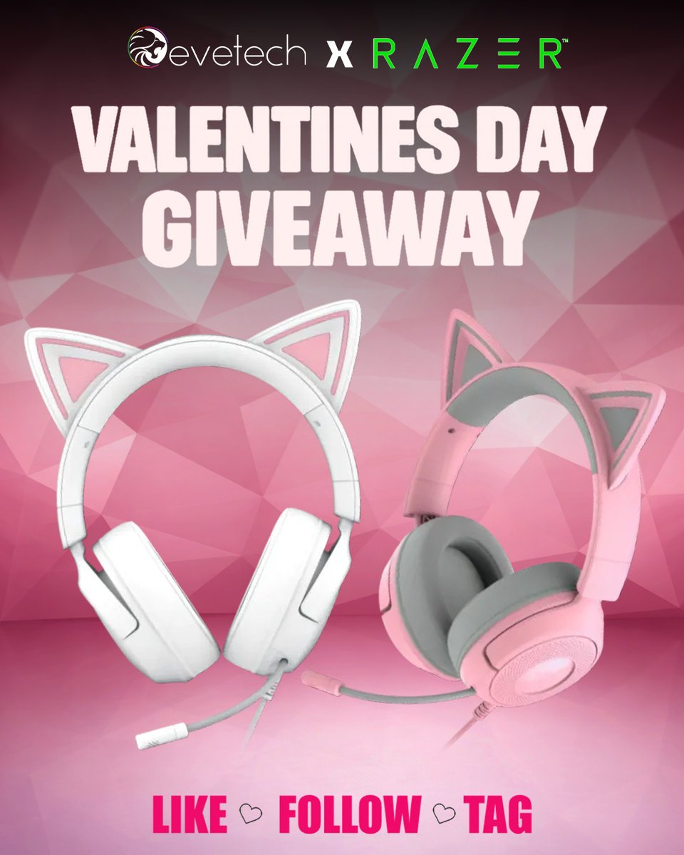 💕🎮 LOVE IS BETTER IN CO-OP MODE 🎮💕
This Valentine’s Day we’re celebrating the ultimate duo… you and your Player 2 ❤️

We’re giving away:
🎧 x1 <a href="/Razer/">R Λ Z Ξ R</a> Kraken Kitty V3 X White Wired Gaming Headset
🎧 x1 <a href="/Razer/">R Λ Z Ξ R</a> Kraken Kitty V3 X Quartz Wired Gaming Headset

Because nothing says