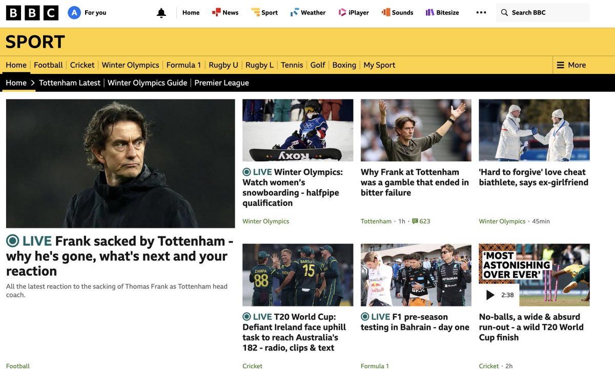 doodaf's tweet photo. Once again, @BBCSport prioritises gossip about men's sport over women *actually doing* sport. Don't come at us with your fake 'celebrating women's sport' nonsense every year or so - you need to walk the walk. So depressing 

@womensport https://t.co/9SkbUlrNDY