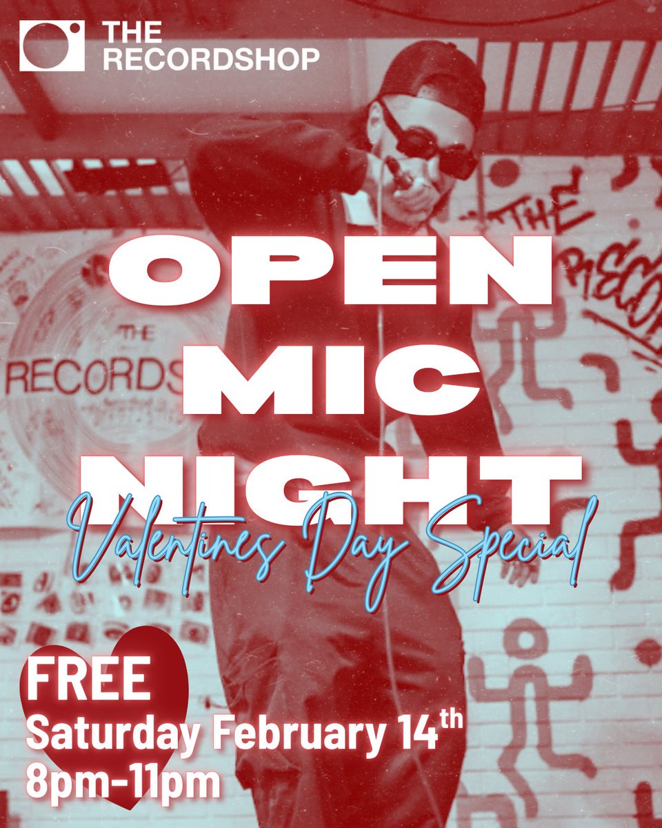💘 We would love to invite you to our Valentine’s Day Special Open Mic this Saturday!

Our events are all about community, inclusivity, and pure vibes. So…whether you’re loved up ❤️ or in need of some 💔 — we got you covered from 8 – 11 PM 
🎤✨therecshop.co.uk/events/ ✨🎤