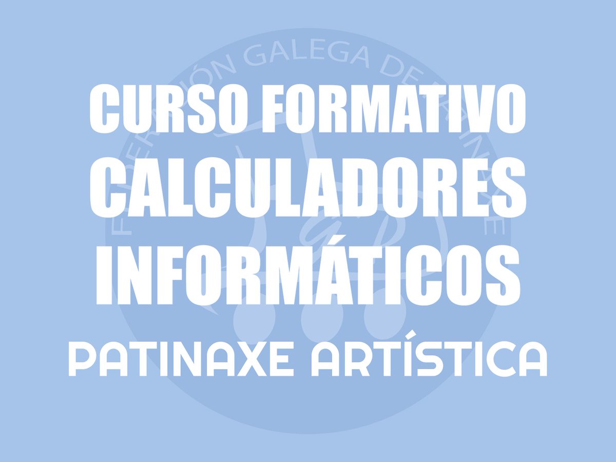#patinaxeartistica 🛼
Curso formativo para Calculadores Informáticos.

🔗info: fgpatinaxe.gal/curso-formativ…

#eupatino #fgp #noticias #deportegalego