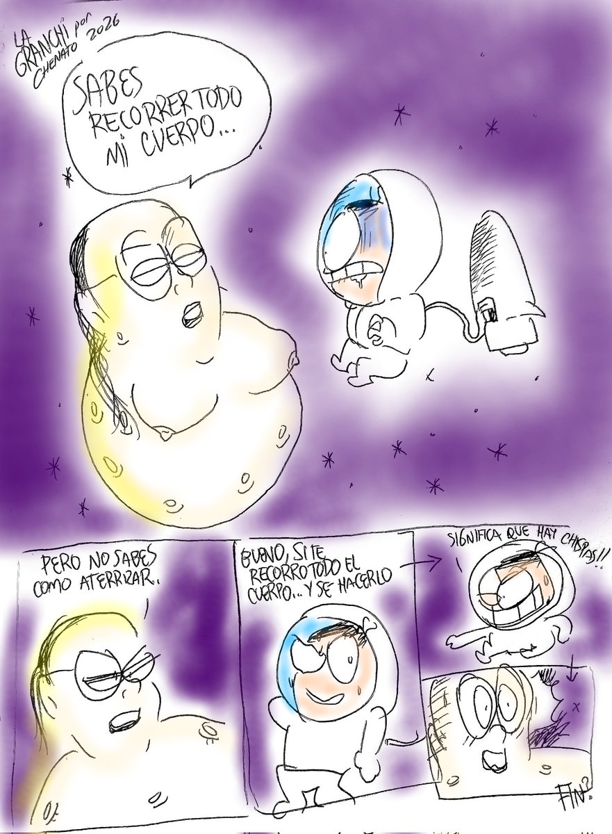 ChenatoMonero's tweet photo. LUNA GRANCHIANA:
Cuando no sabes como poder alunizar pero si sabes recorrer.
Jaja anécdota un tanto realista de años 😔😅
#ErotismoCosmico #Granchi #chenatosfera https://t.co/GltFAXxm9a
