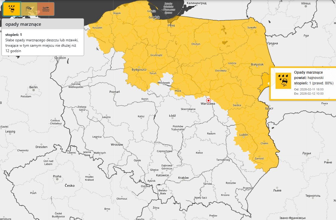 IMGWmeteo's tweet photo. ⚠️UWAGA⚠️
‼️NOWE OSTRZEŻENIA METEOROLOGICZNE #IMGW ‼️
🟠Roztopy stopień: 2
Ważne:
Od: 2026-02-11 20:00
Do: 2026-02-13 08:00

⚠️Komunikat meteorologiczny:
Silny wiatr
Ważne:
Od: 2026-02-11 13:19
Do: 2026-02-11 16:00

https://t.co/16QmSAFVB6
#komunikat #ostrzeżenia #zima #ferie2026 https://t.co/EXwizqlRce