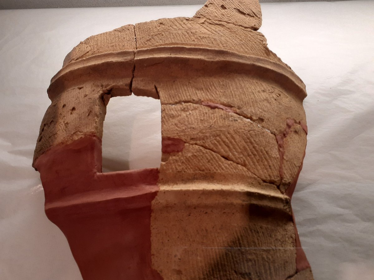 1日だけの展示。 出土した高坏。5世紀前半。 朝顔形埴輪多数。 方形