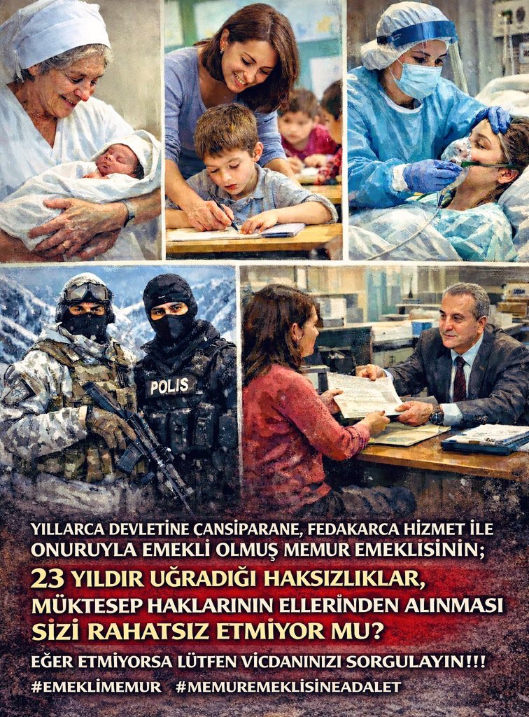 <a href="/Memur_Emekli33/">Memur Emeklileri Platformu 🇹🇷Ⓜ️☪️🇹🇷</a> Kimse yattığı yerden prim ödeyerek #EmekliMemur olmadı.

Operasyonlarda maruz kaldığım soğukların bedelini malül emekli olmama rağmen halen hastanelerde iğneyle, ilaçla ayakta durmaya çalışarak ödüyorum.

Müktesep hakkıma, evladımın rızkına girenlere hakkımı asla helal etmiyorum.