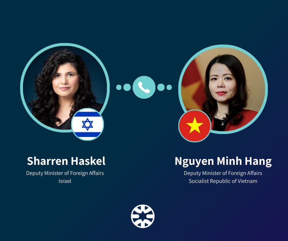 I had a warm call today with the Deputy Foreign Minister of Vietnam Nguyen Minh Hang, welcoming the growth in bilateral trade 🇻🇳🇮🇱 following the #VIFTA. The launch of direct flights between TLV–HAN will open new markets and bring our nations even closer. I hope to see her in