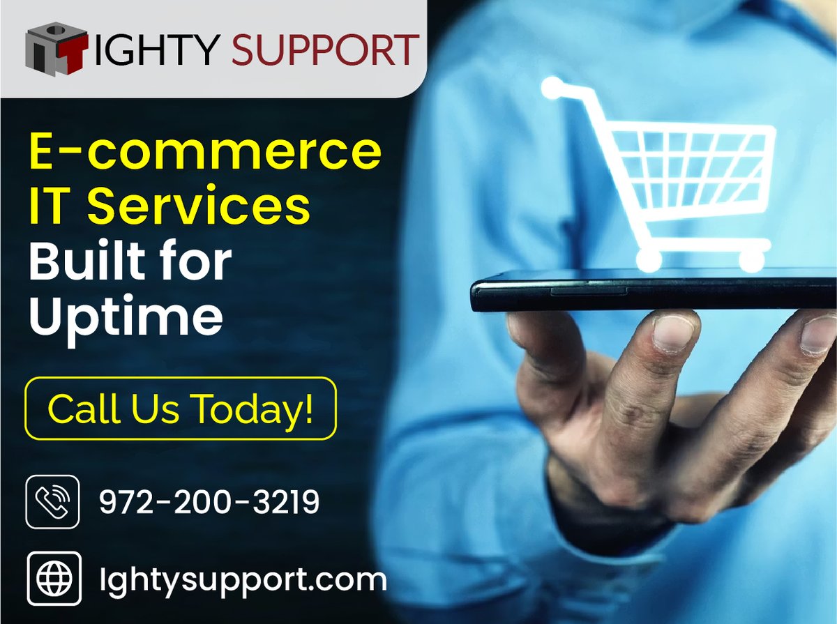 ightysupport's tweet photo. E-commerce never sleeps, and neither should your IT. Our ecommerce IT services in Dallas help businesses handle traffic spikes, protect customer data, and maintain 24/7 uptime. https://t.co/dI7uL2plXI