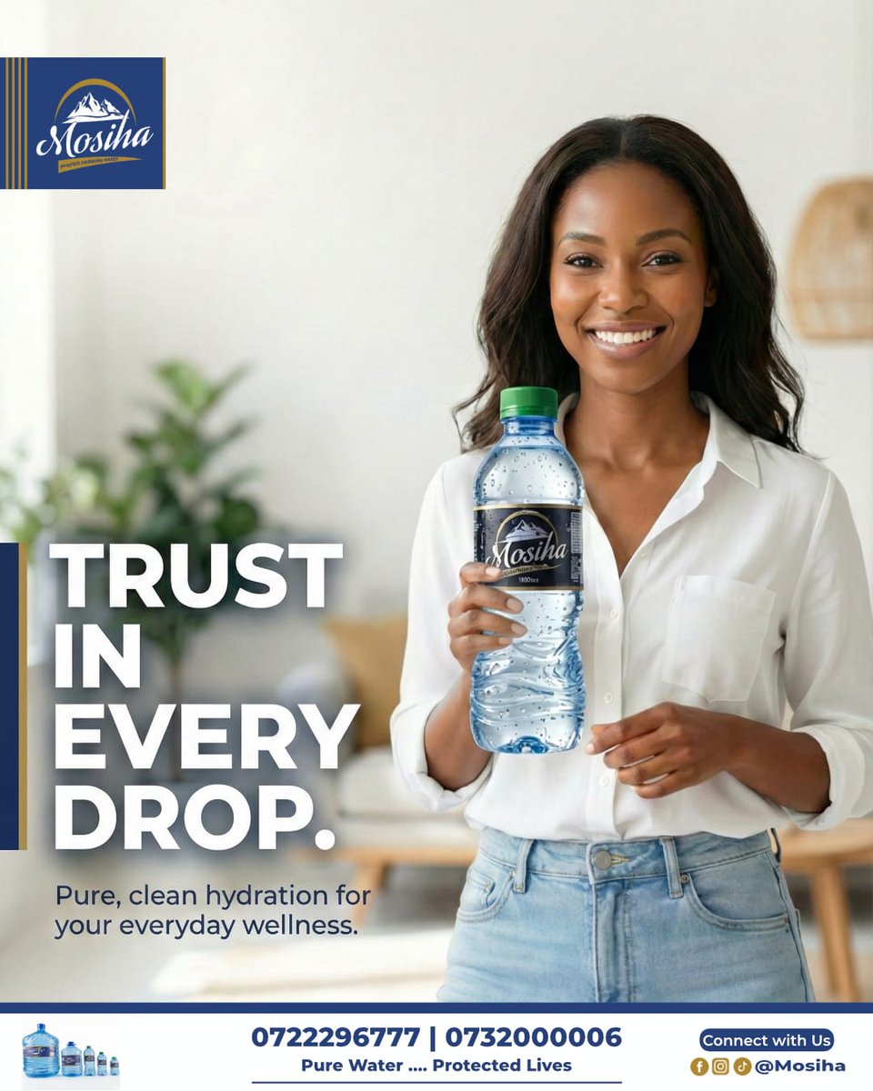 Mosihawater's tweet photo. Ours is a standard.
At Mosiha, we don’t sell hydration we deliver confidence in every sip. From source to seal, every bottle is handled with precision, purity, and uncompromising quality control. https://t.co/UpGFvmguB5