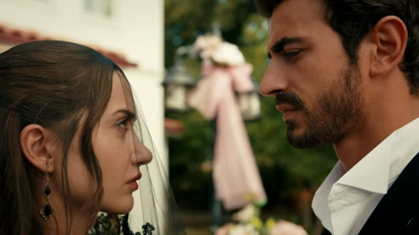 The look in his eyes is layered. He doesn't just see her as the enemy's daughter standing there. He sees the little girl he remembers to the present her choosing to grieve this marriage. It's like Ates wants revenge but Tahir doesn't want to be the villain. 

#Arafta #MerTeş