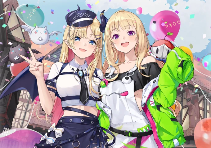 ちょこ先生とアキロゼちゃんの誕生日記念応援広告を描かせて頂きました! ↓よろしくお願いいたします! #アロ絵 #しょこらーと #癒月ちょこ生誕祭2026 #アキロゼ生誕祭2026 #holocheer #アキちょこ