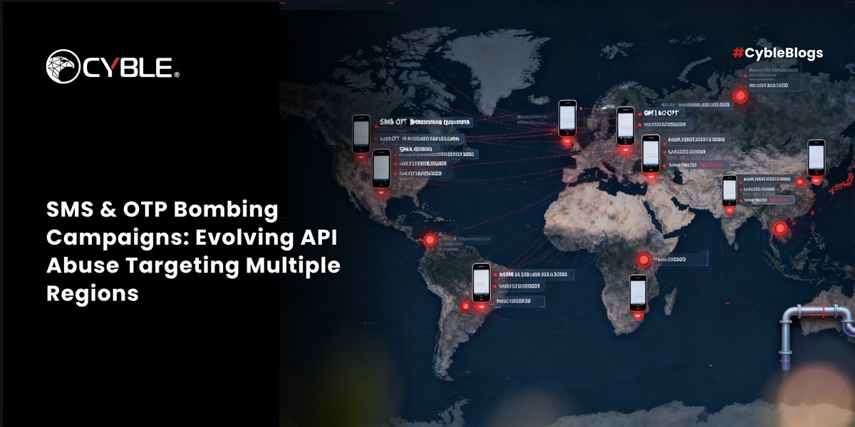 CybleInsights's tweet photo. Cyble analyzes expanding OTP/SMS bombing ecosystems using high‑speed APIs, SSL bypass, and cross‑platform automation.
https://t.co/sjCNeeYGXR
#AuthenticationBypass #SMSBombing #OTPBombing #ThreatIntel #SSLBypass https://t.co/nmwWVC3ojv