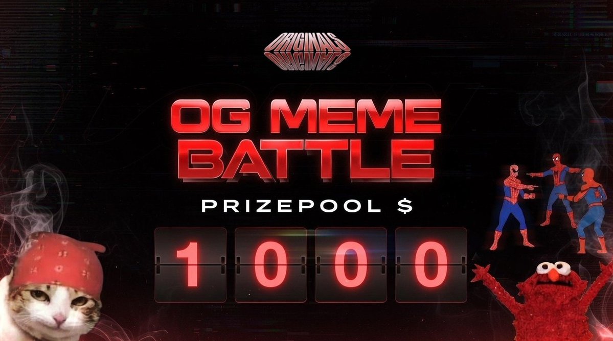 theoriginalsio's tweet image. 🔴 THE ORIGINALS Meme Battle 
$1,000 USDT Prize Pool

Got jokes? Got taste? Prove it.

We’re rewarding the internet’s best memes with $1,000 USDT.

🥇 1st: $300
🥈 2nd: $200
🔥 5 winners: $100 USDT each

❌ How to Get In
- Cook up an original meme
- Slap on The Originals