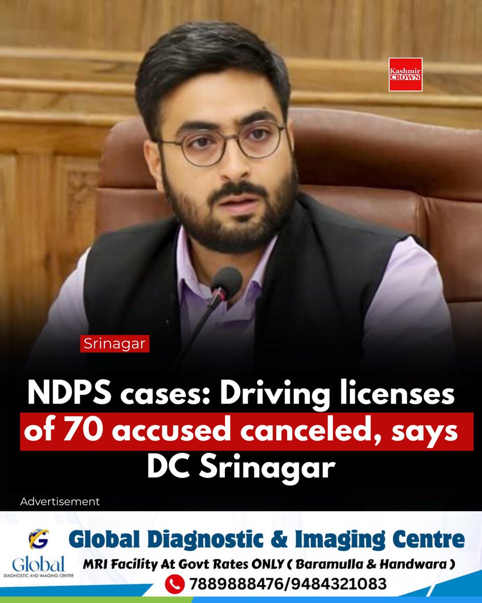 kashmircrownews's tweet photo. NDPS cases: Driving licenses of 70 accused canceled, says DC Srinagar
@akshaylabroo
#NDPSCases #Srinagar #Drivinglicenses #Canceled https://t.co/LyixeOpNLf