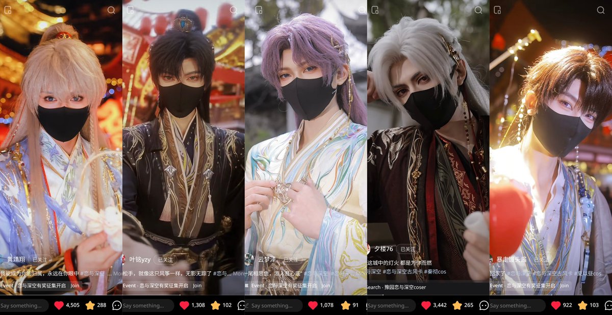 so i found all of them, they posted the video on their official xhs account❤

*their xhs acc*
xavier: 黄靖翔 [huangjingxiang]
zayne: 叶铭yzy [928123381]
rafayel: 云梦泽 [6384745452]
sylus: 夕楼76 [shiro76]
caleb: 暴走馒头酱 [5058261664]