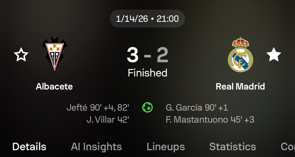 <a href="/FabrizioRomano/">Fabrizio Romano</a> This is what happened when Real Madrid faced Albacete in segunda B 😂😂😂

My coach didn’t lie
