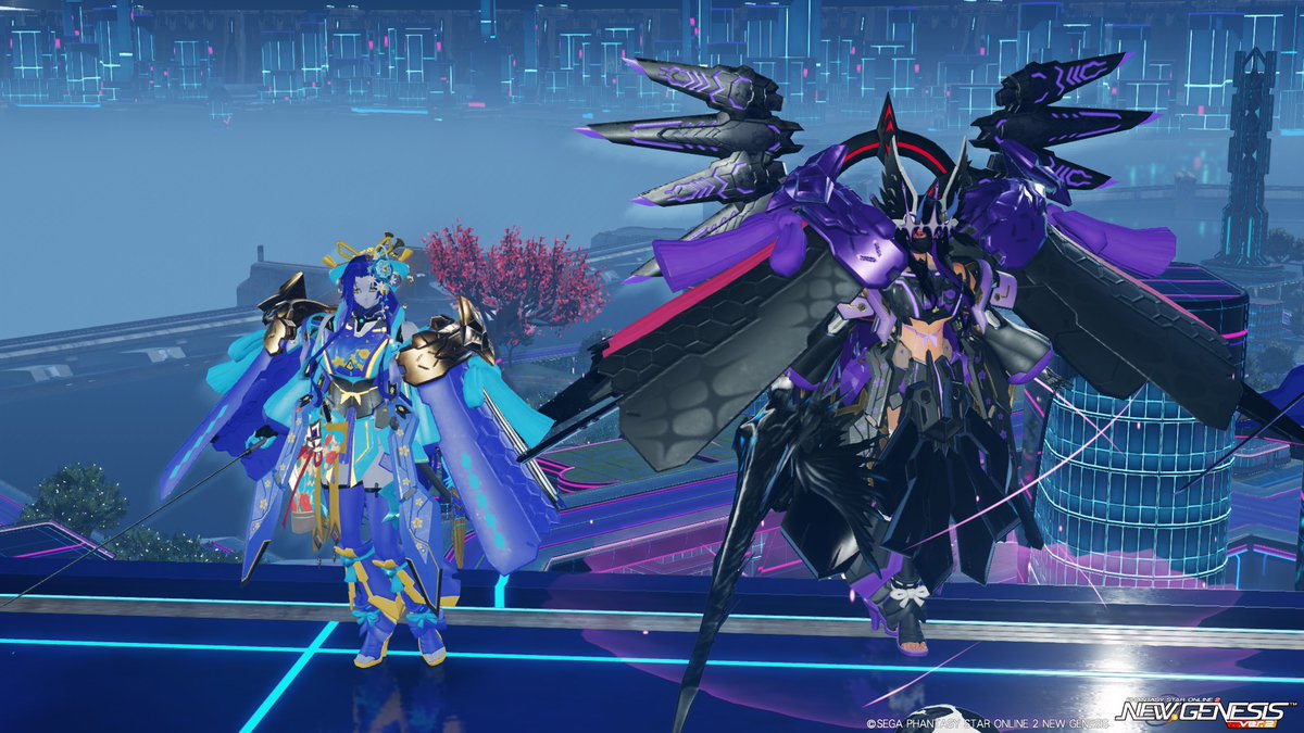 #PSO2NGS_SS 
#メンテの日じゃないけどss貼る
おはようございます。
昨日は氷雨で寒かったのですが、今日は一気に最高気温13度！立春も過ぎたし、三寒四温の時期に入ったかな？
竹雀メイさんの配信にお邪魔したところ、同じパーツ構成をされたキャス子さんと遭遇！色とアクセで、全く印象違うなぁ…。