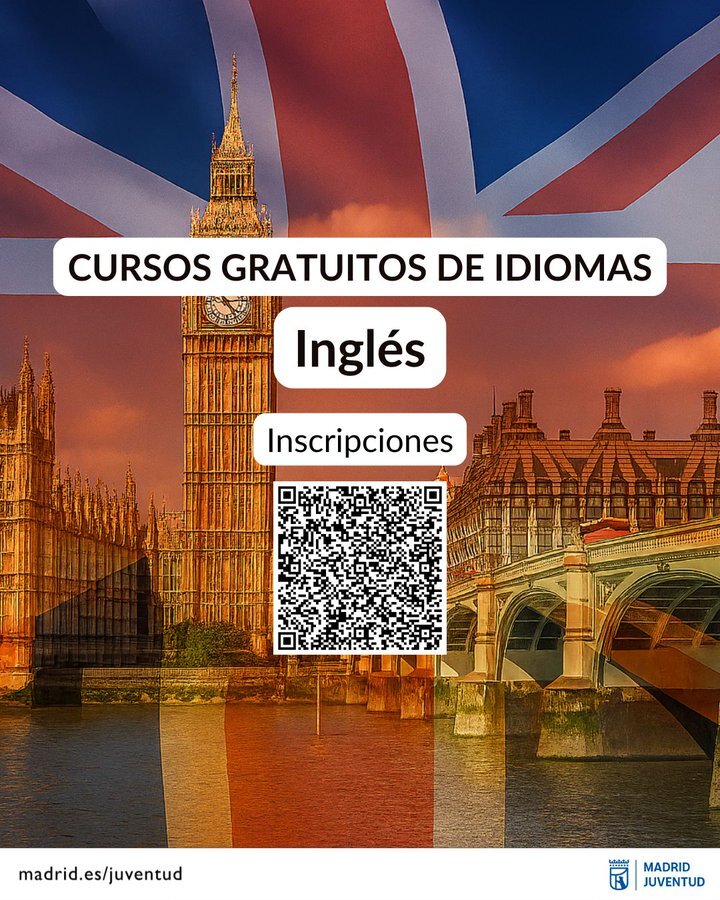 🇬🇧 Curso gratuito de inglés presencial en aula virtual de <a href="/MadridJuventud/">Madrid Juventud</a> para jóvenes de 14 a 30 años, preferentemente empadronados en el municipio de Madrid.

📆 El plazo de presentación de solicitudes termina el día 15 de febrero de 2026.

 informate.madrid.es/raact2