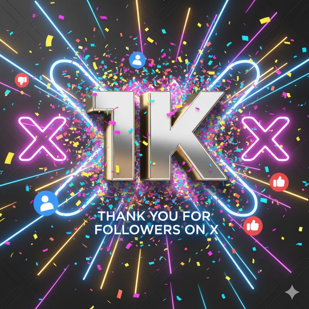 Completed 1000 followers today 🚀✨
Archived a little milestone❤️🥹
A big thanks to each of the X family member!
Thanks Algorithm!
Next target - 2000 🎯