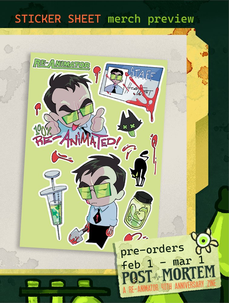 💉 RE-ANIMATOR ZINE: CONTRIBUTOR PREVIEW
"POST MORTEM" is an unofficial, non-profit Reanimator zine featuring art, writing, merch. Today's preview is by artist lobotron!
