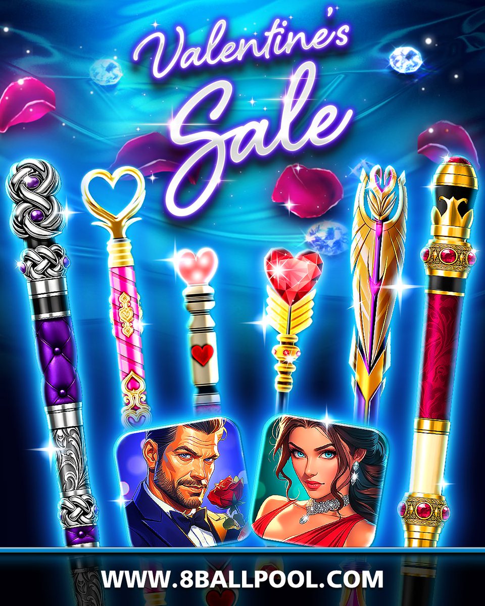 8ballpool's tweet photo. NEW #Valentines Sale β€οΈ
Get yours Β» https://t.co/TzqoTFmTTd
π± Get new Cues & Avatars
π± Boost your #CollectionPower
π± Earn Loyalty Points with every purchase
#8BallPool https://t.co/fyDg0pBmE0