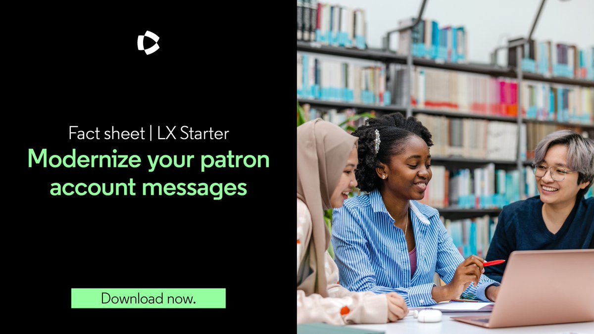 iii_Innovative's tweet image. LX Starter brings a modern, integrated approach to patron communications, helping libraries deliver dynamic notices, personalized journeys, and a streamlined staff experience.

Read the full fact sheet to learn more: ow.ly/FHVg50XGMOg

 #LibraryTech #LibraryCommunity