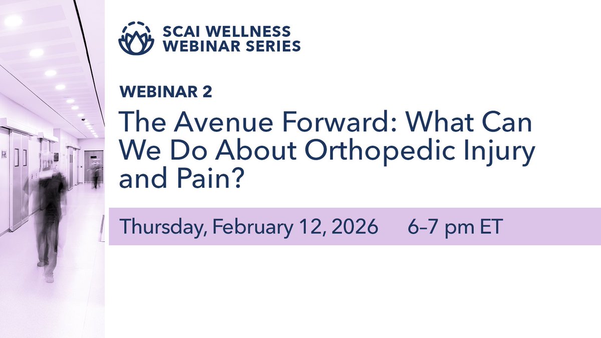 SCAI's tweet photo. ⌛The #SCAIWellness webinar on orthopedic pain and injury kicks off tomorrow at 6 pm ET! Learn ways to minimize orthopedic risks while working in the #CathLab from expert ICs and physical therapists.
Register for the webinar➡️ https://t.co/Xb59yVBKcA
#CardioX
@AbudayyehIslam @Allison_Dupont @OneMoreDrPatel @kleechuyMD @CSWrightPhD