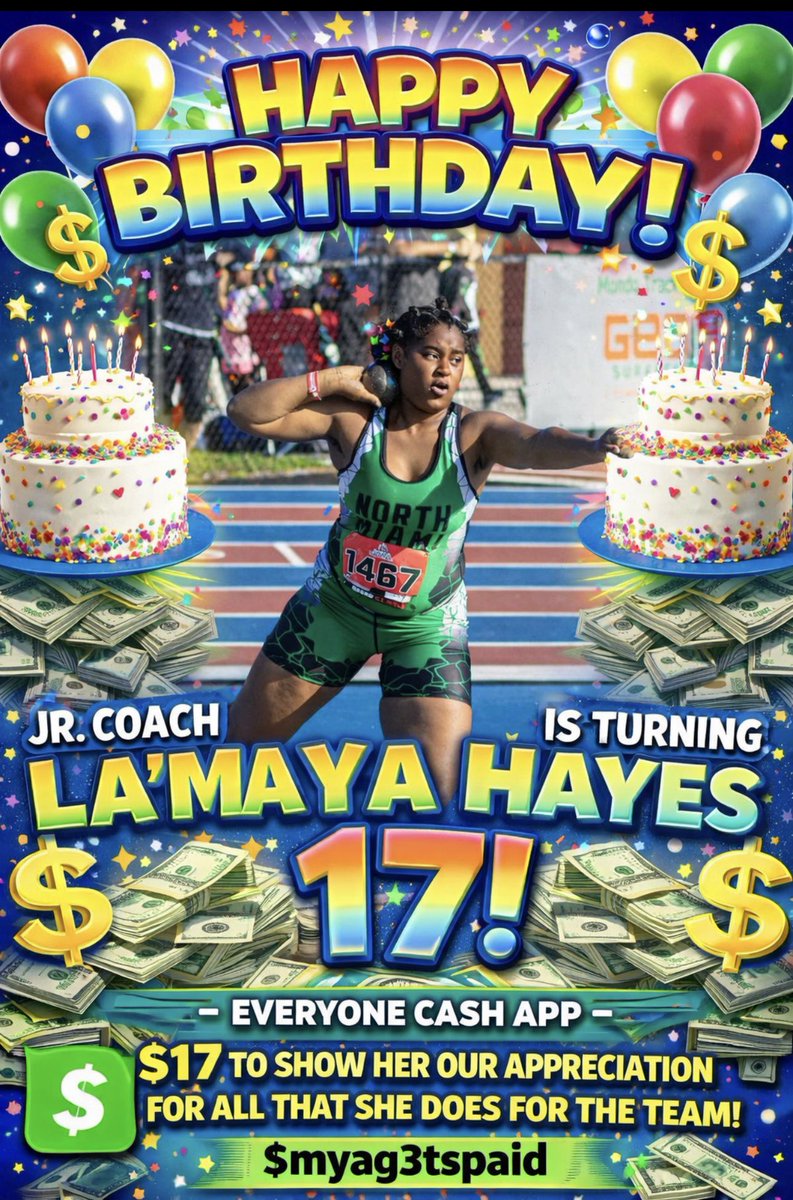 TheRealRonaLo's tweet photo. Today we’re shouting HAPPY BIRTHDAY to one of the most incredible young leaders in our program Jr. Coach La’Myah Hayes! To show La’Myah how much we appreciate everything she does, we’re asking everyone to help us celebrate her BIG 17 by sending $17 to Cash App:

💚 $myag3tspaid https://t.co/uEMaYczOxz