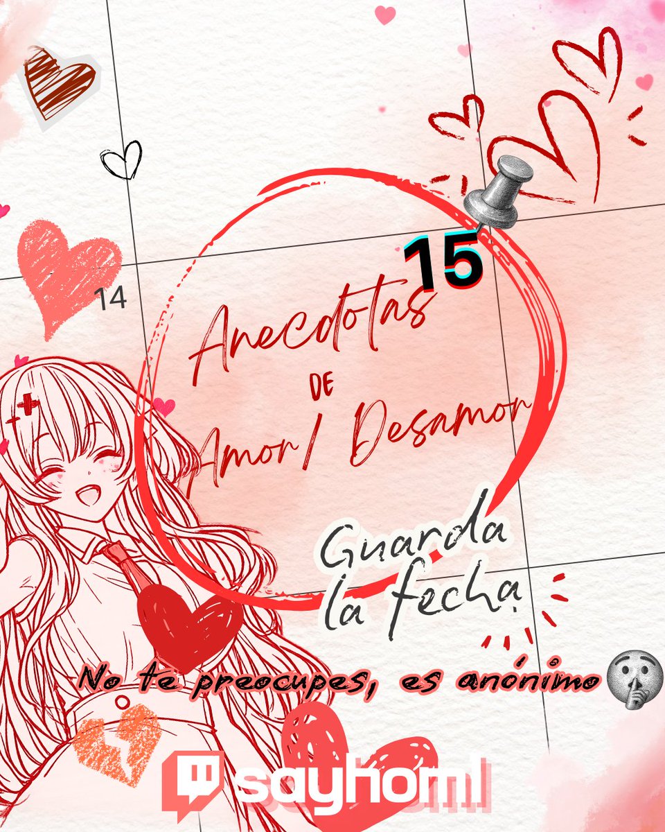 🤩Y si como chismosos que somos no hacemos una noche contando anécdotas
de ❤️Amor/Desamor💔, experiencias de citas, sean buenas o malas?!

Quíeres contar algo? Experiencia propia o no? (Completamente anónimo 🗣️❗️❗️ - puedes contarmelo en el link que esta en descripción) 

🗓️Este