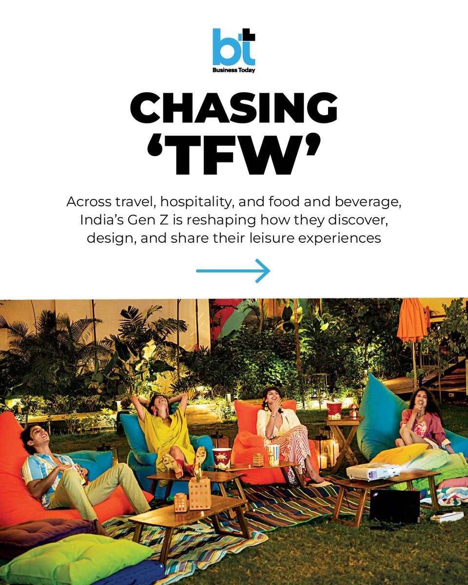 business_today's tweet image. #BTMagazine | Across travel, hospitality and F&amp;amp;B, India’s #GenZ isn’t just going on trips — they’re chasing that perfect “#TFW” feeling. From weekend getaways to curated foodie moments, young travellers are planning smarter, going more often, and using social media and AI to