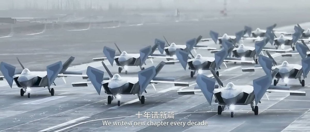 Chopsyturvey's tweet image. Elephant Walk of J-20 fighter jets from the Western Theatre Command of the PLAAF.

The Western Theatre Command, which faces India, alone has more fighter jets than the entire Indian Air Force, including a large number of J-20As.