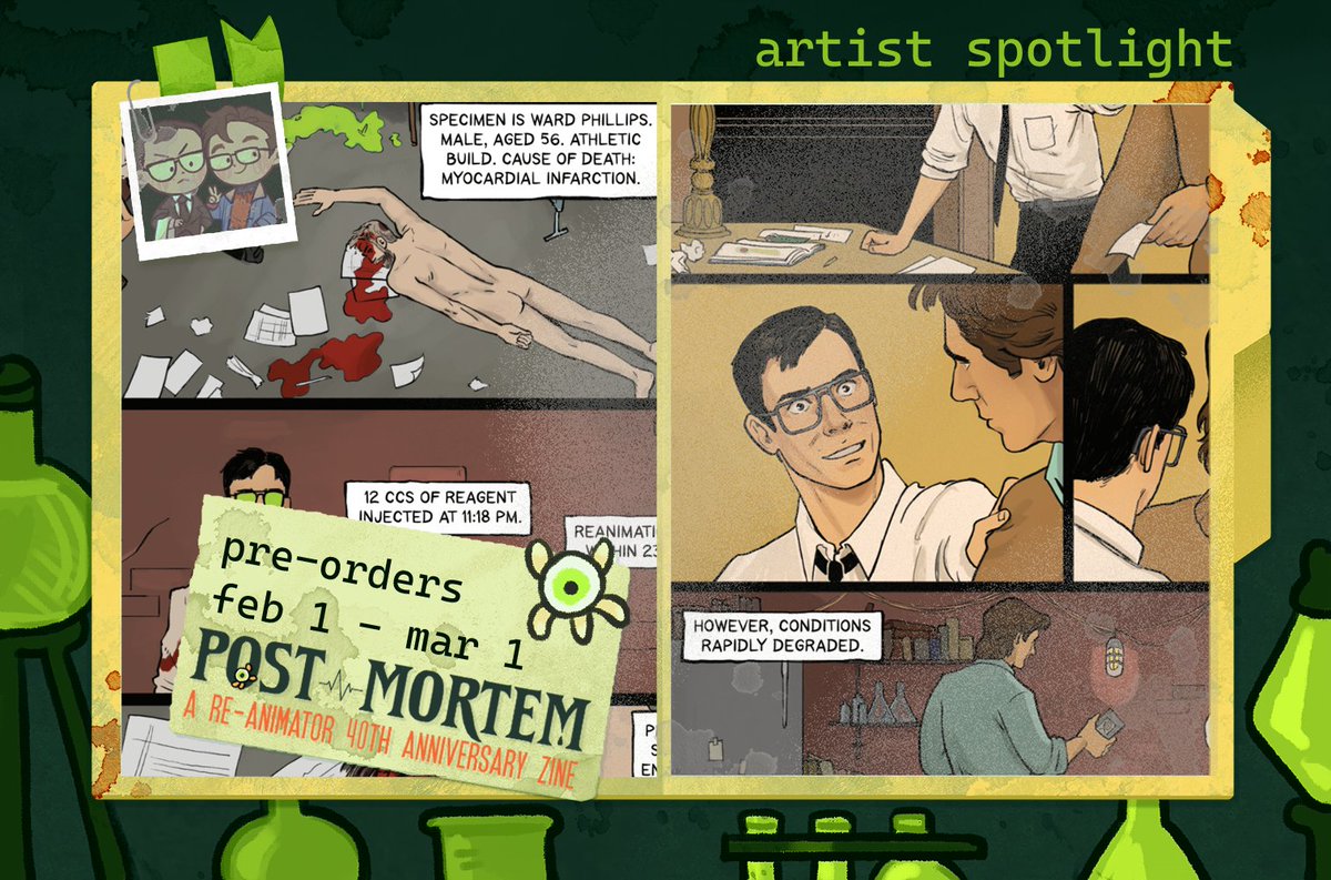 💉 RE-ANIMATOR ZINE: CONTRIBUTOR PREVIEW
"POST MORTEM" is an unofficial, non-profit Reanimator zine featuring art, writing, merch. Today's preview is by artist sidetrek!