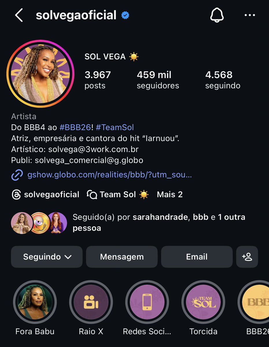 Nós os 15 solers do X já estamos seguindo a diva <a href="/solvegaoficial/">Sol Vega ☀️</a> 💛 #bbb26