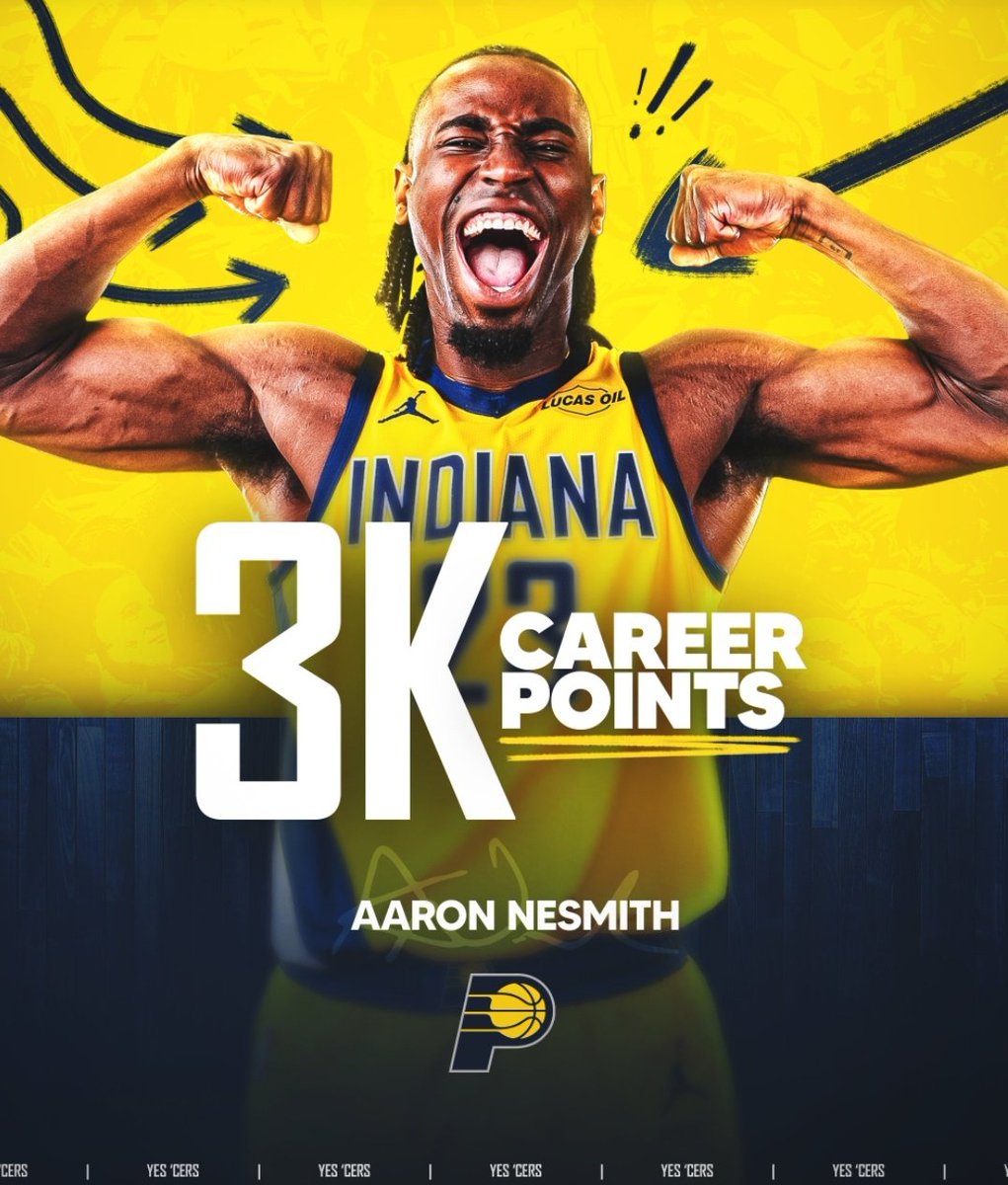 pacersinsidefr's tweet photo. 📊 Félicitations à Aaron Nesmith qui a dépassé cette nuit la barre des 3️⃣.0️⃣0️⃣0️⃣pts en carrière !!!
Bravo Aaron 💛💙
#Indianapacers #nba #aaronnesmith https://t.co/4OciPFWlQ9