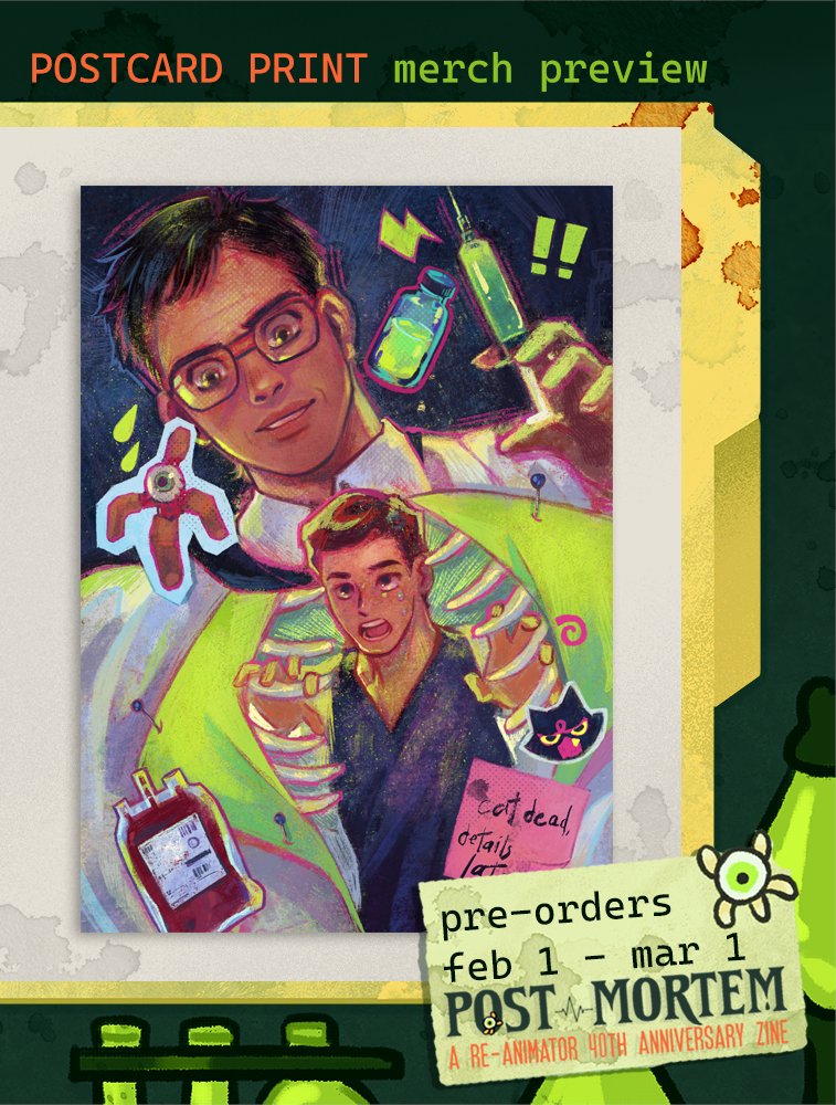 💉 RE-ANIMATOR ZINE: CONTRIBUTOR PREVIEW
"POST MORTEM" is an unofficial, non-profit Reanimator zine featuring art, writing, merch. Today's preview is by artist <a href="/laneichy/">Lane</a> !