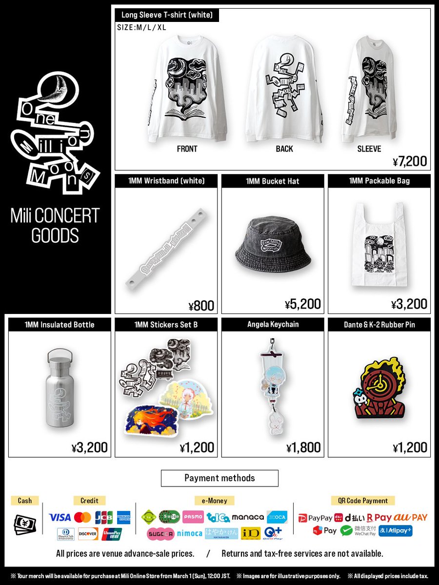🌙 One Million Moons Asia Tour 🌙 

2.14 - Fukuoka / DRUM LOGOS
2.21 - Tokyo / Spotify O-EAST

CONCERT GOODS

🌙 🌙🌙🌙🌙🌙🌙🌙🌙🌙🌙🌙🌙