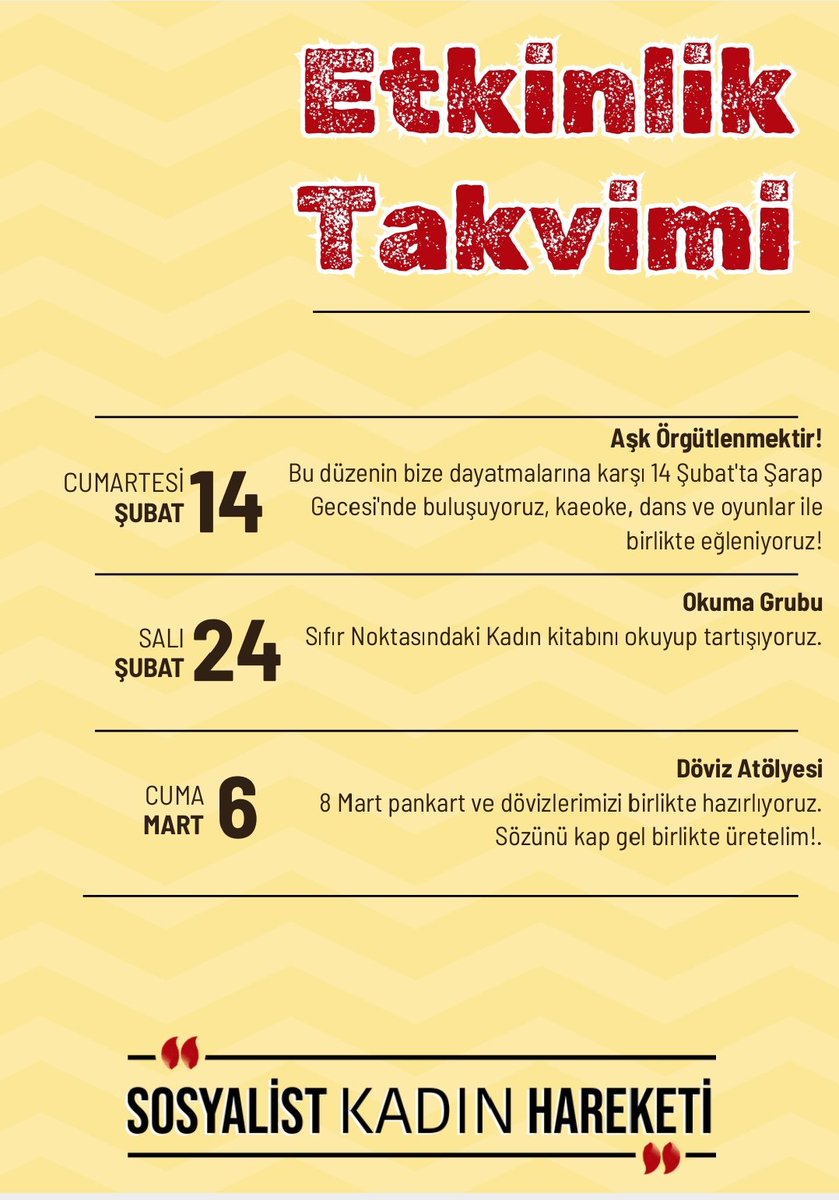 skhizmir's tweet photo. 8 Mart öncesi etkinlik takvimimiz♀️ sen de gel mücadelemizi birlikte büyütelim✌ https://t.co/EWPbS3tmad