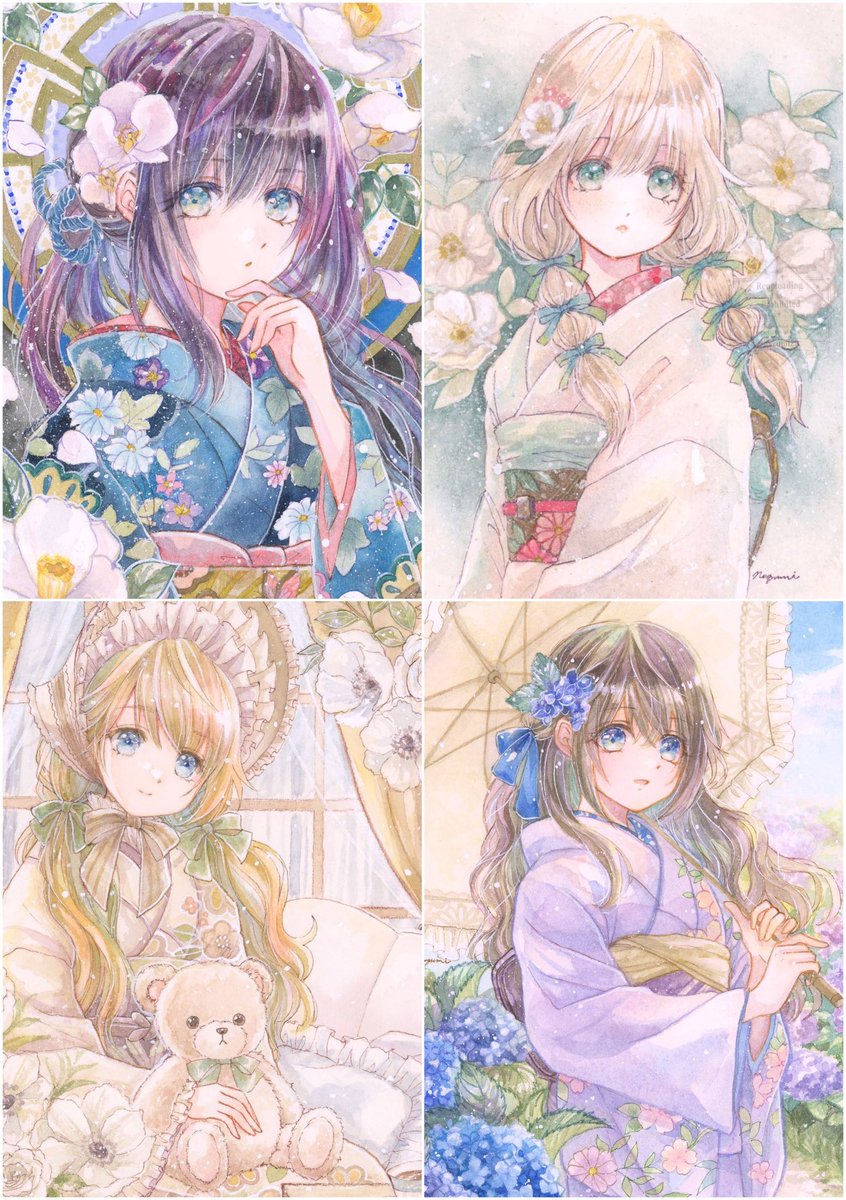 #私はこういう絵を描いています
透明水彩で女の子を描いています🌸