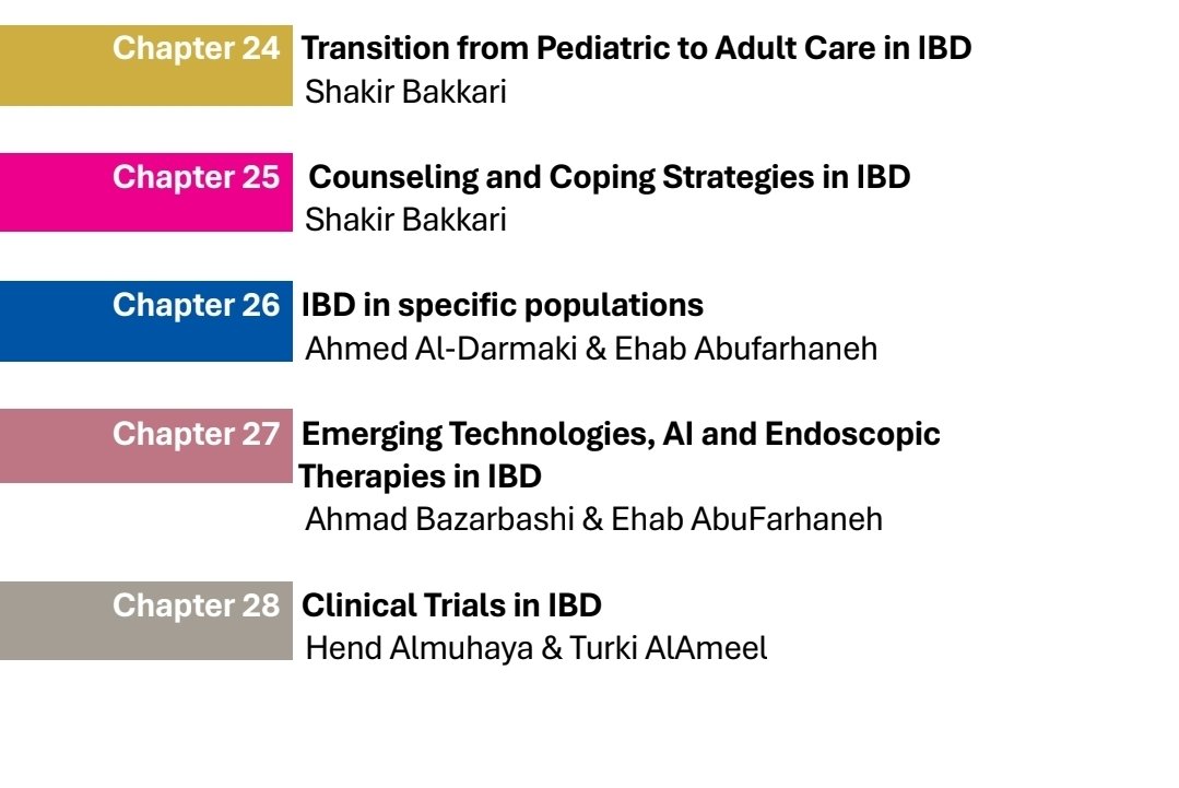 الحمد لله على توفيقه وتيسيره، فلقد تم الانتهاء من تأليف الكتاب الطبي للممارسين الصحيين باللغة الإنجليزية بعنوان:

(Essential Guide to Inflammatory Bowel Disease).

حيث يضمّ هذا الإصدار العلمي ٢٨ فصلاً شارك في إعدادها وتأليفها ٢٨ مؤلفًا من نخبة الاستشاريين والمتخصصين من المملكة
