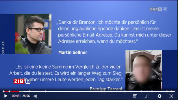 Venitroll's tweet photo. @Martin_Sellner Rechtsextremer Terror

Der "Mann" Sellner, war Spendenempfänger &amp; "Bewunderer" von Rechtsterrorist Brenton Tarrant, der 51 Menschen tötete - er glaubte an die rechtsextreme Verschwörungstheorie "Great Replacement". Sellner sagt stolz, er war einer der ersten die sie verbreiteten. https://t.co/ZxkQTq0z71
