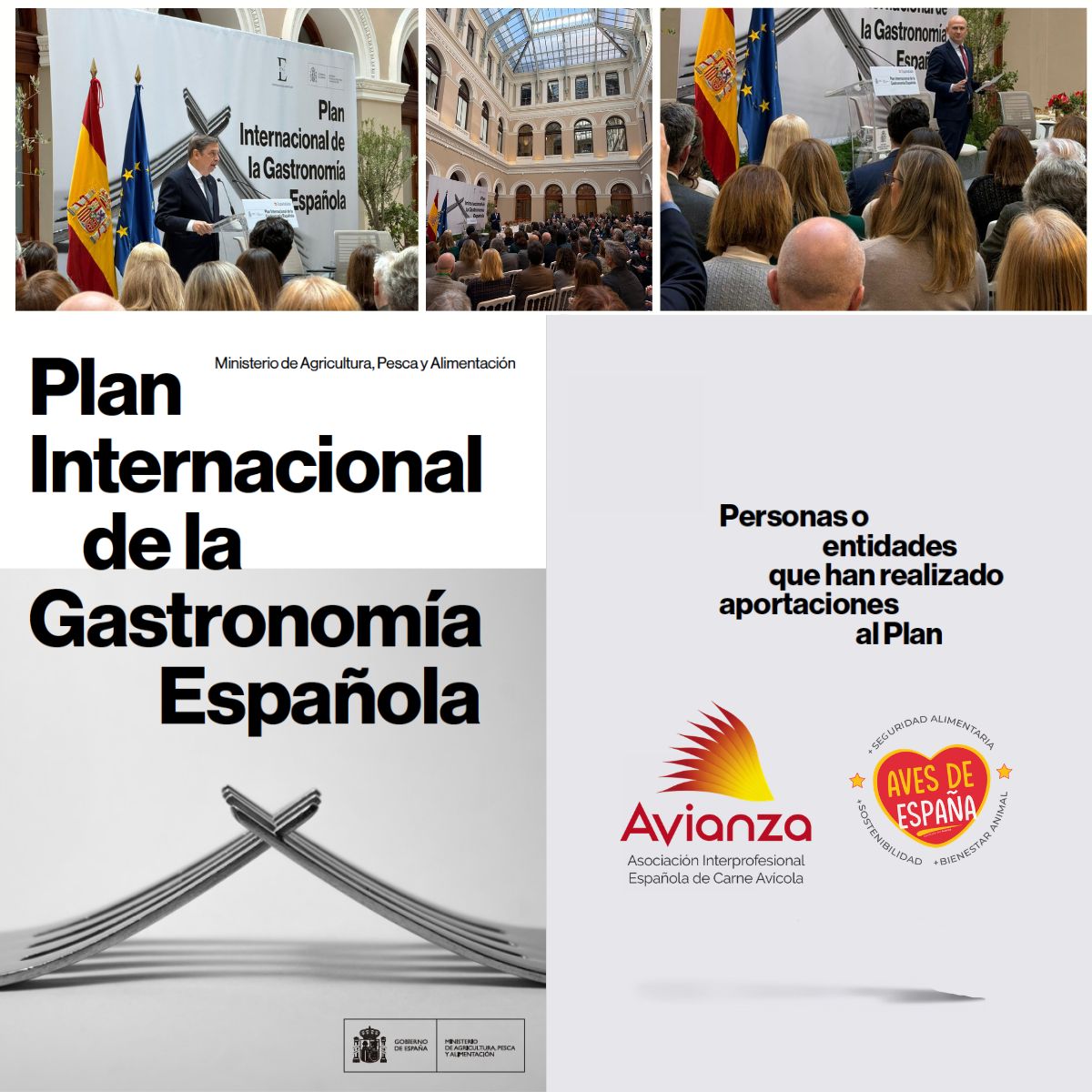 Esta semana hemos asistido (y contribuido) a la presentación del Plan Internacional de la Gastronomía Española #EspañaSabe, del <a href="/gobmapa/">Ministerio de Agricultura, Pesca y Alimentación</a>.

La gastronomía es un activo estratégico de país, y la #carneavicola y #AvesDeEspaña son parte esencial de ella.

Desde #AVIANZA seguiremos