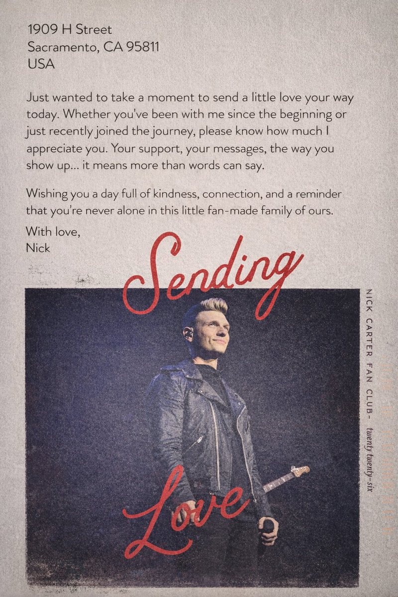 Thank you <a href="/nickcarter/">Nick Carter</a> 
This card truly touched my heart.
The words written in it feel incredibly personal and mean more to me than I can put into words.🥹There’s something so special about holding such a thoughtful message in my hands — it brings a smile to my face every time ❤️