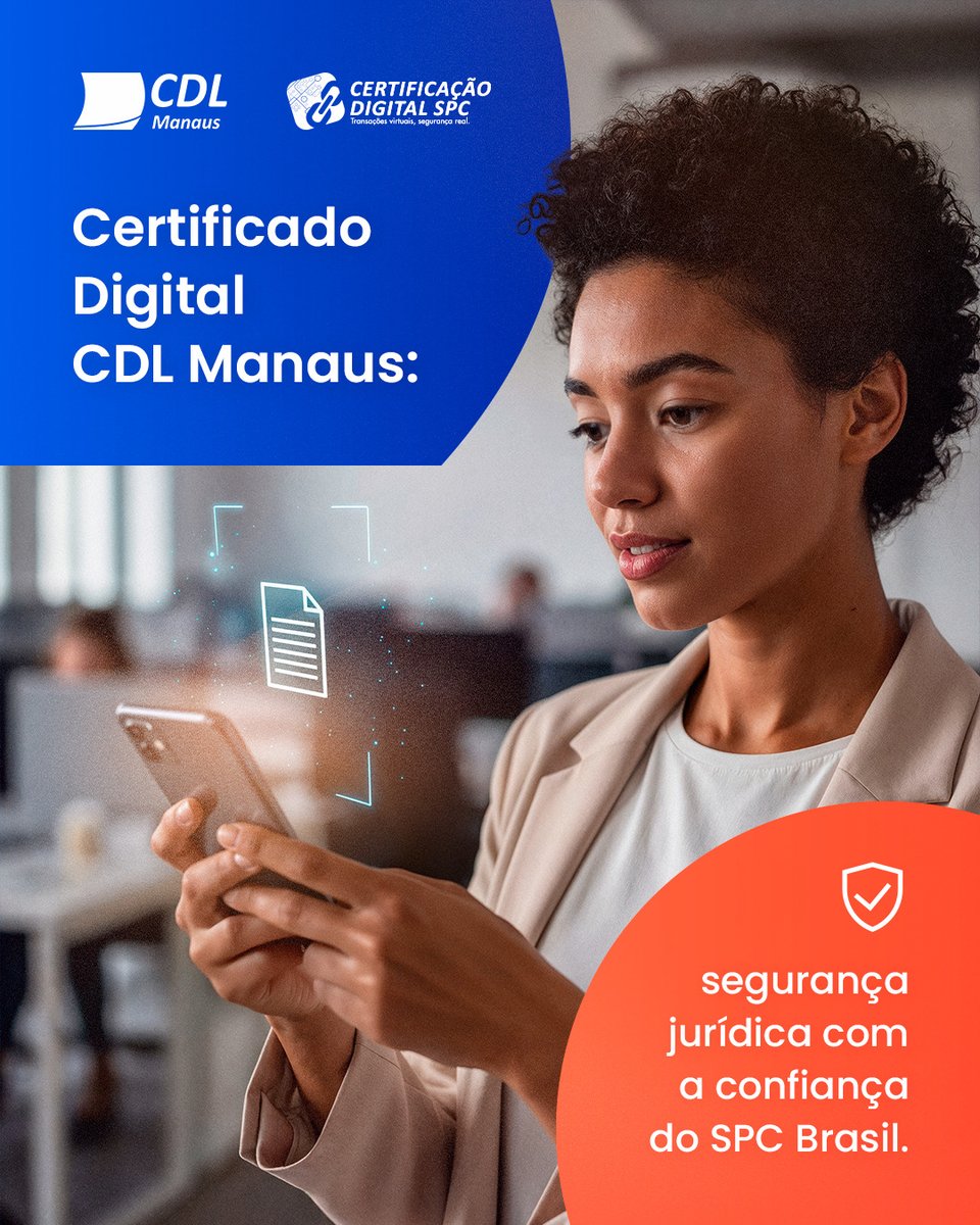 CDLManaus's tweet photo. Sua empresa já está 100% preparada para o digital? 🔐
O Certificado Digital da CDL Manaus, certificada pelo SPC Brasil, garante segurança e validade jurídica.

👉 Emita o seu.
 Acesse: https://t.co/hYB9HD3upf https://t.co/oozsCpjXkE